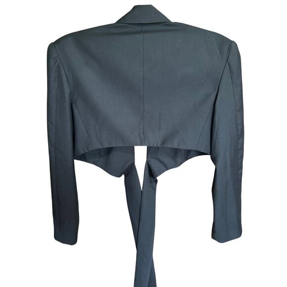 Ronny Kobo Zuna Jacket Cropped Blazer Wrap Tie Long Sleeve Black Size Small - Picture 7 of 13
